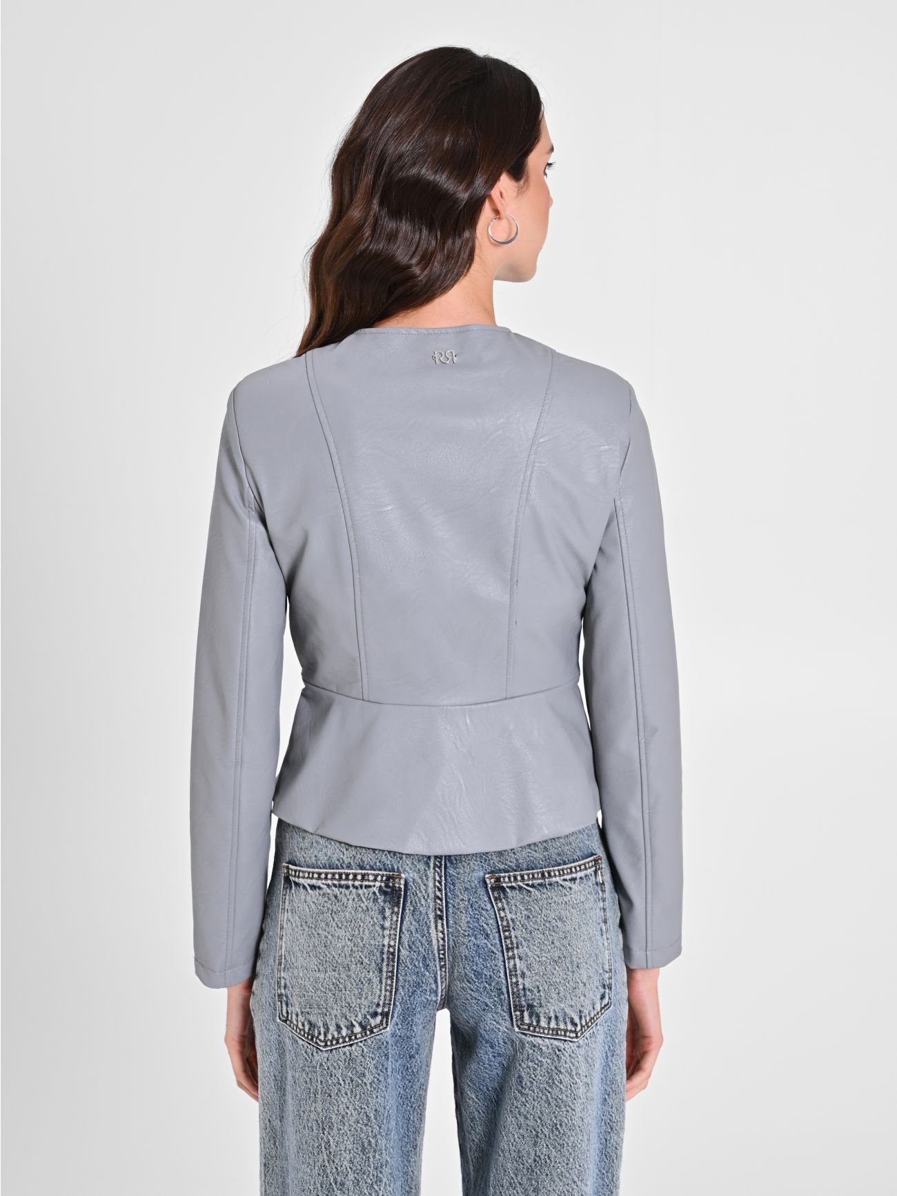 Faux Leather Jacket with Peplum in_i4