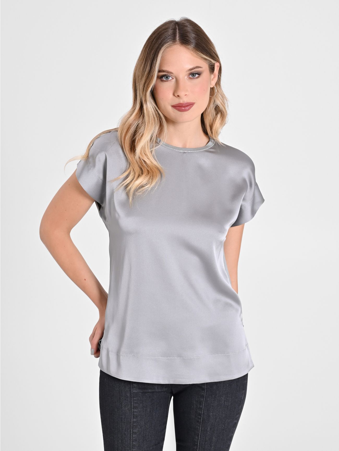 Blusa Envers Satin Grigia
