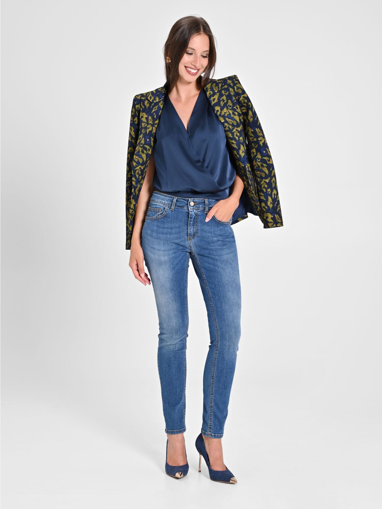 Crossover Top in Blue Satin in_i7
