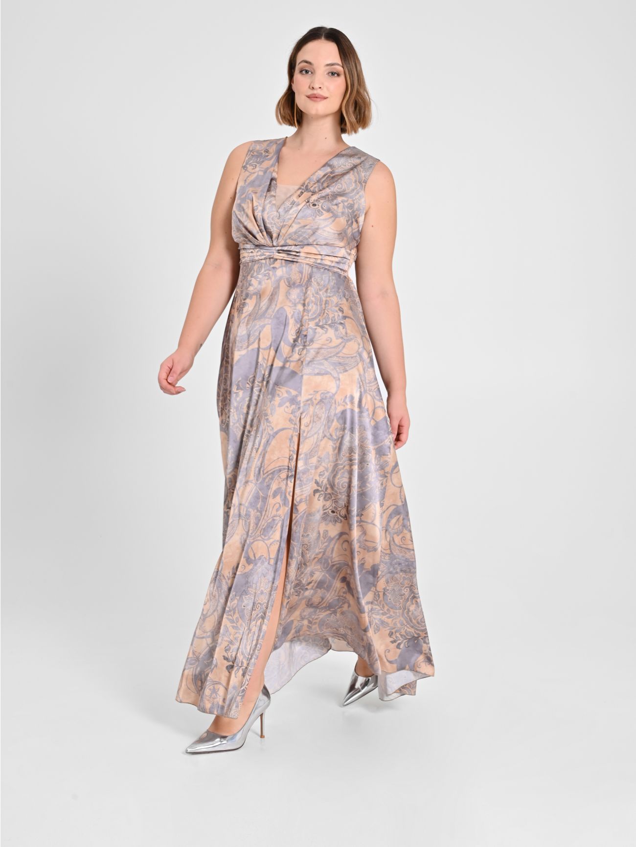 Satin paisley dress top