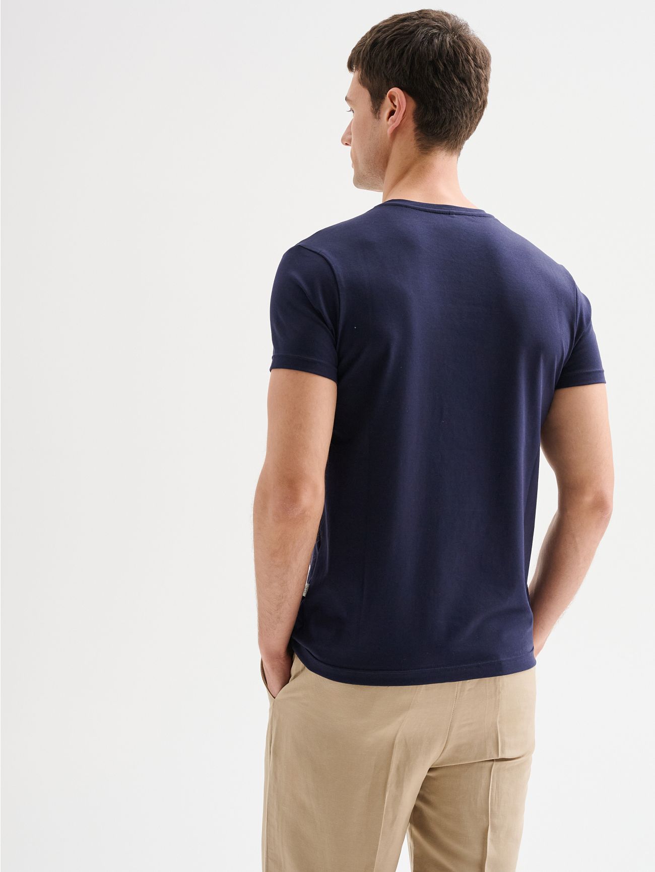Men's Blue Short-Sleeved Crewneck T-shirt QB24 in_i4