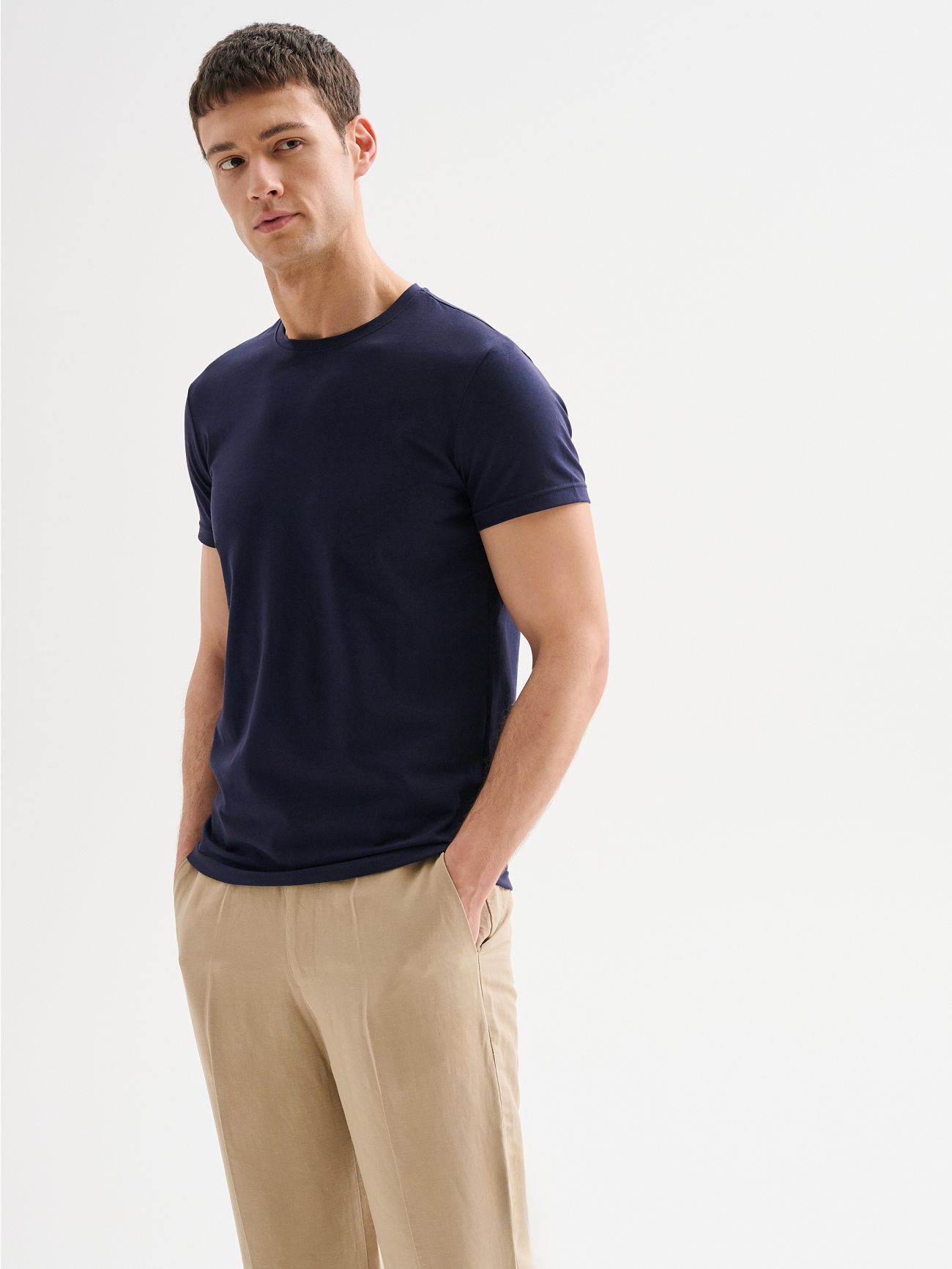 Men's Blue Short-Sleeved Crewneck T-shirt QB24  Rinascimento