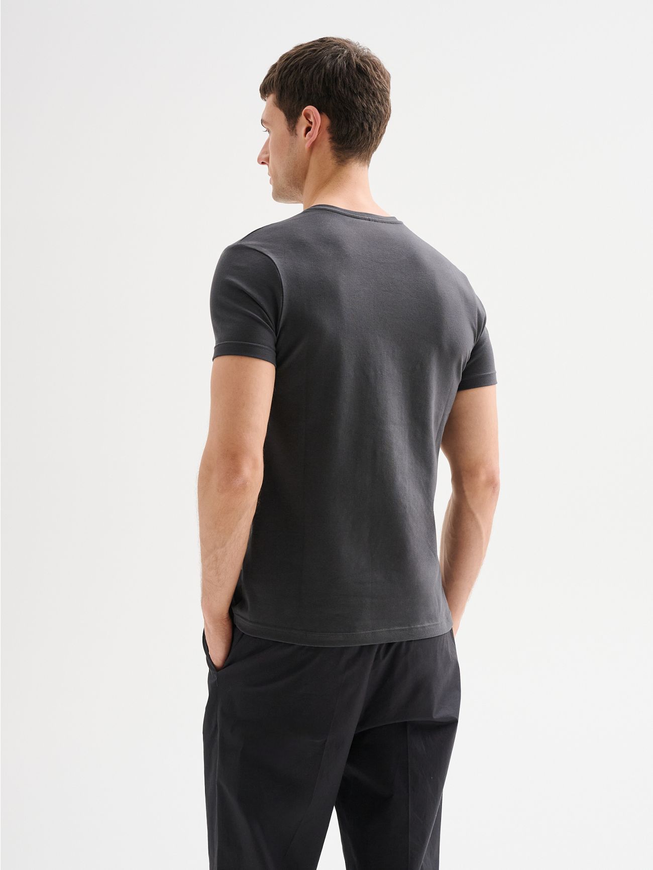 Men's Grey Short-Sleeved Crewneck T-Shirt QB24 in_i4