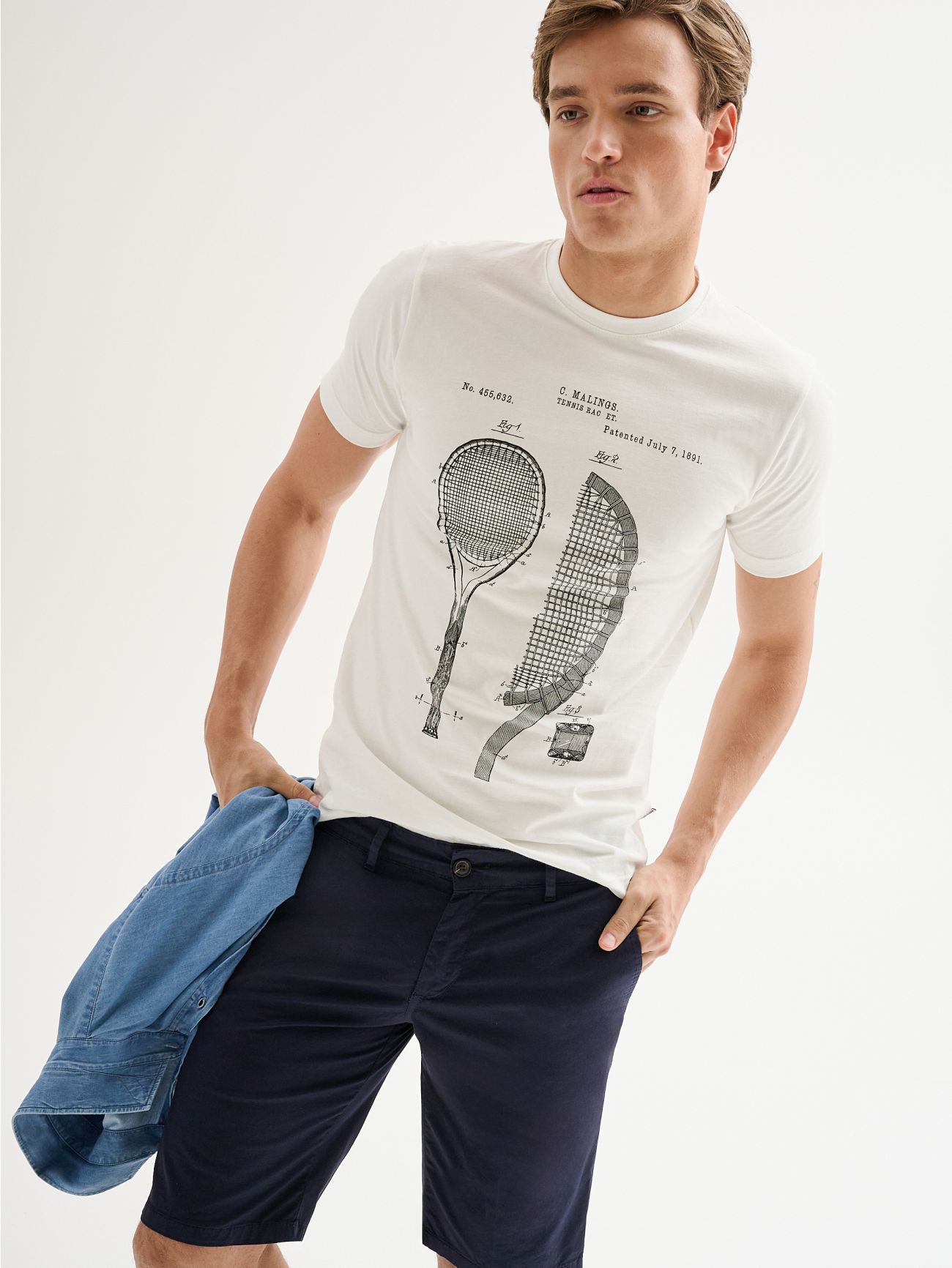 Men’s Crewneck T-shirt with Sports Print QB24  Rinascimento