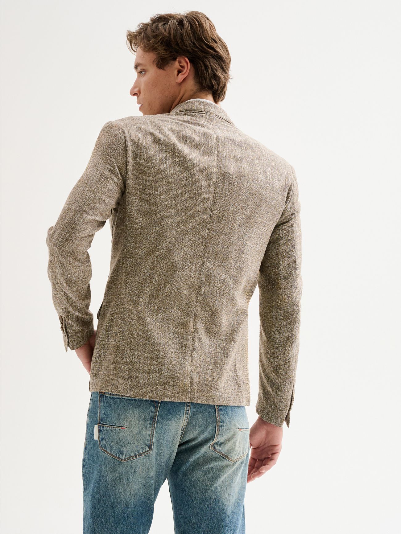 Men’s Double-breasted Jacket in Melange Fabric QB24 in_i4
