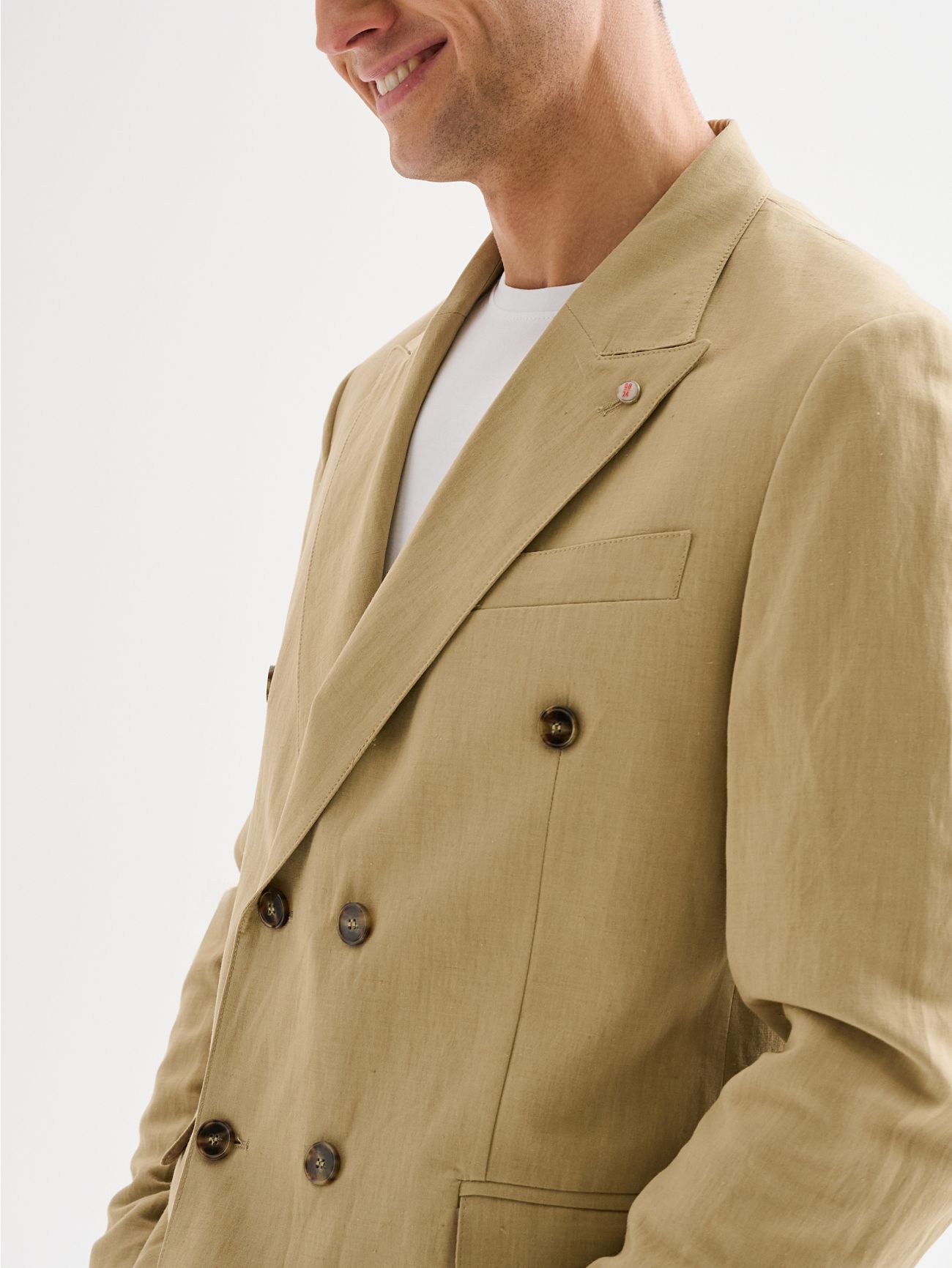 Veste homme double boutonnage lin mélangé QB24 in_i5
