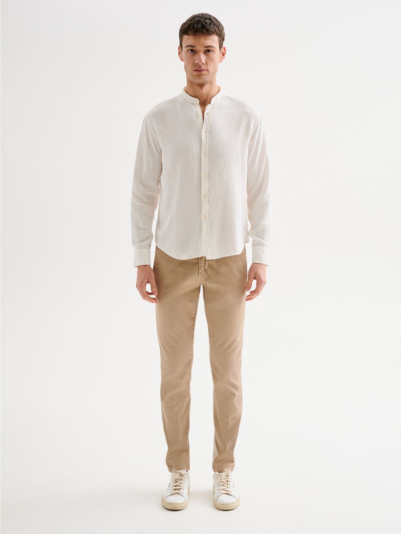 Camicia Uomo in Lino Collo alla Coreana QB24 det_1