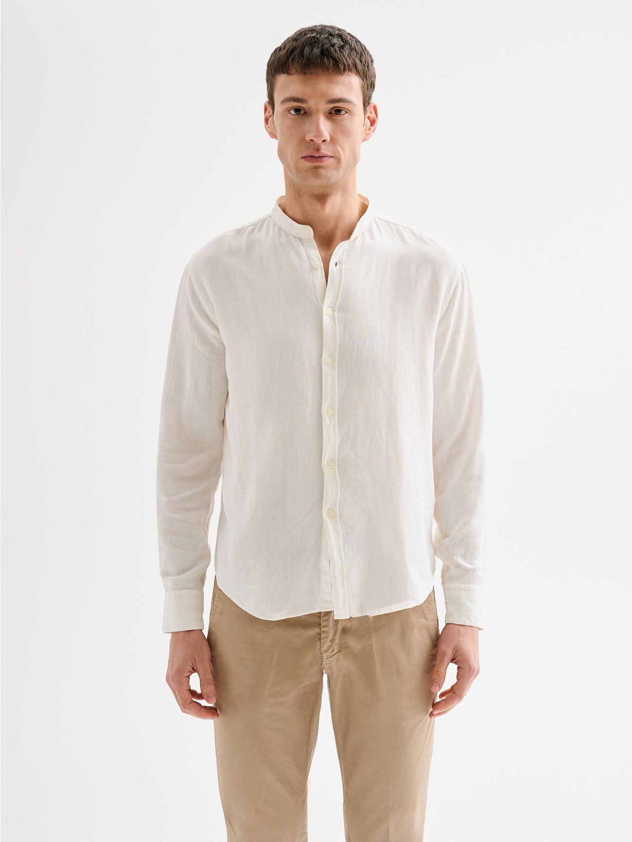 Camicia Uomo in Lino Collo alla Coreana QB24 det_3