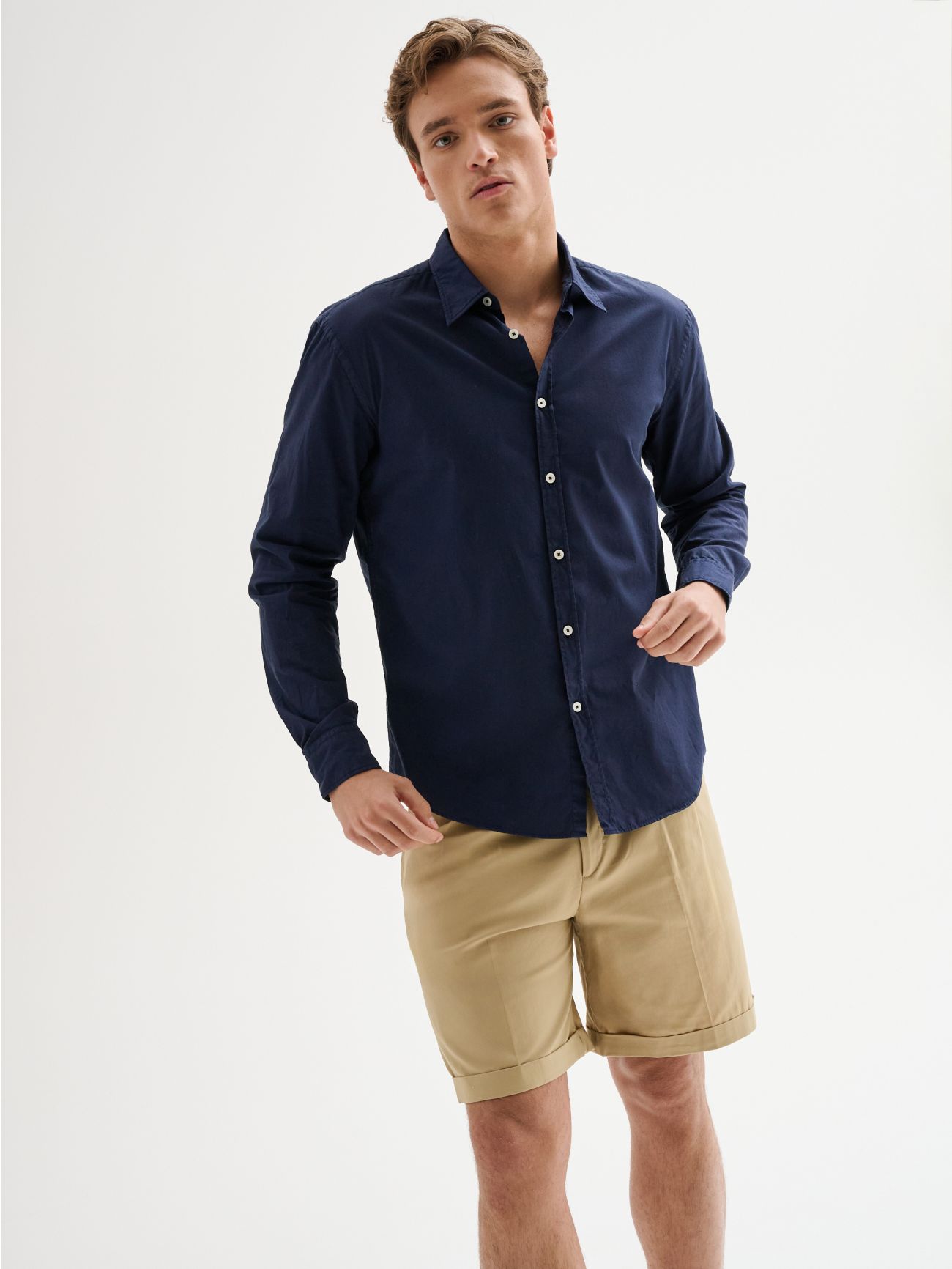Chemise en coton col à l’italienne QB24 homme in_i7