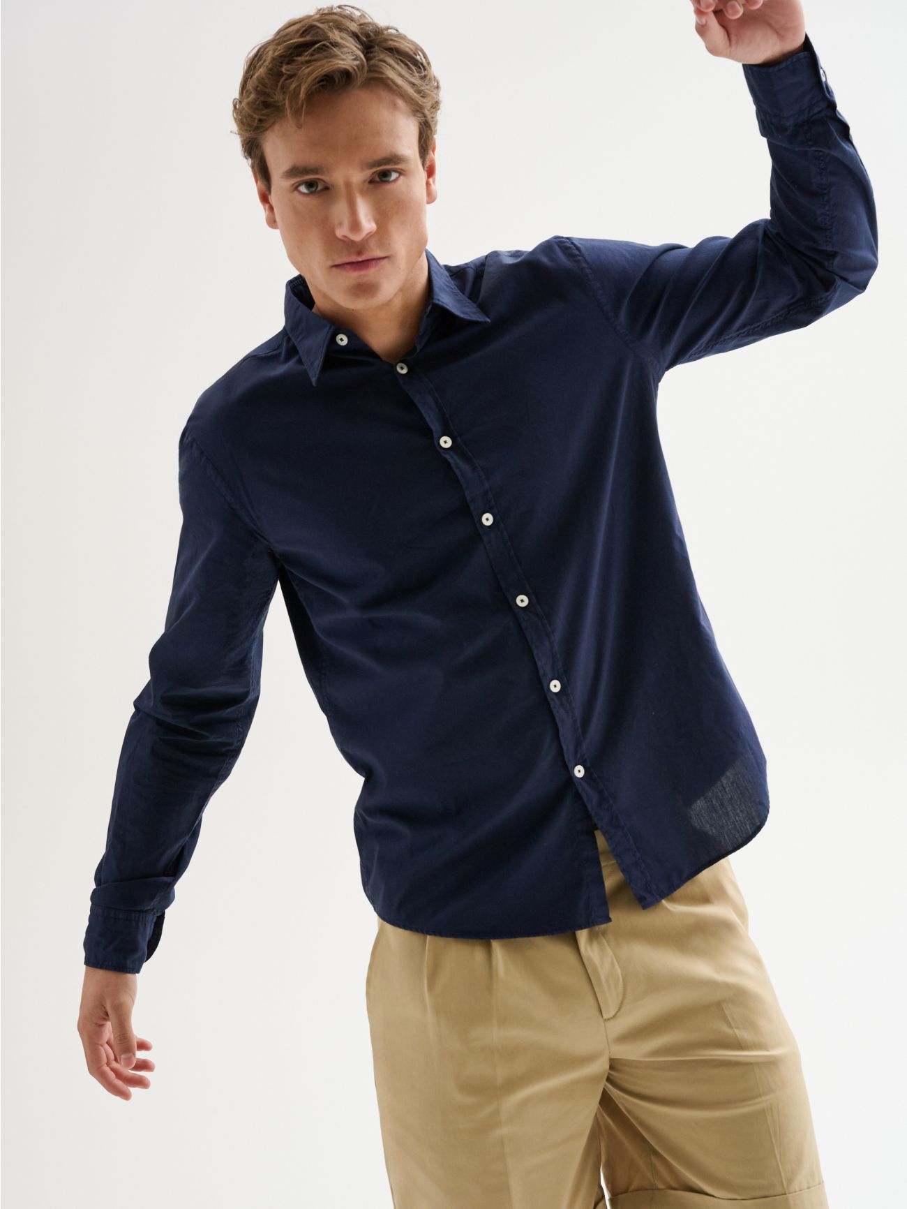 Men’s Cotton Shirt with Italian Collar QB24  Rinascimento
