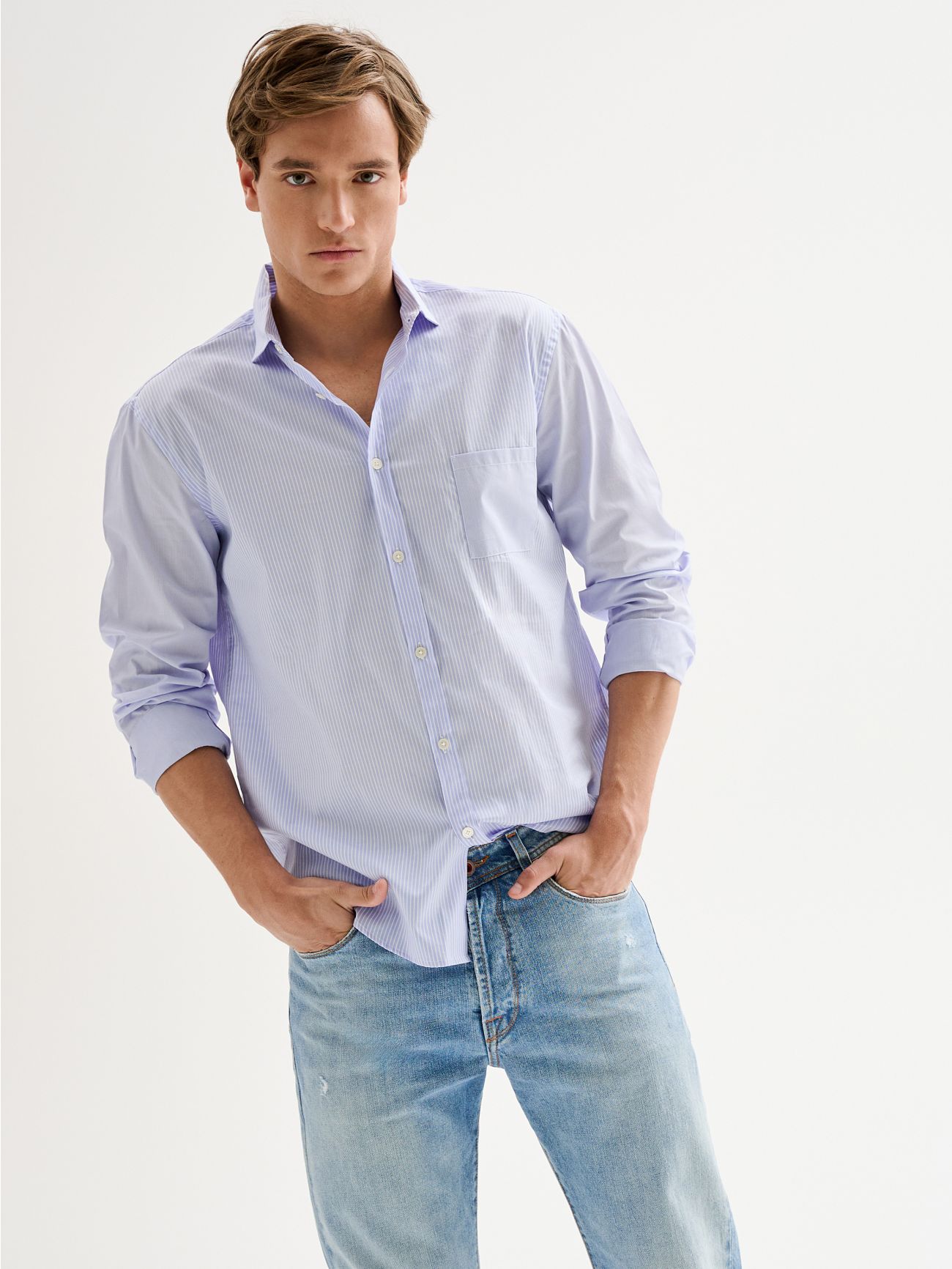 Men's Striped Shirt with French Collar QB24  Rinascimento