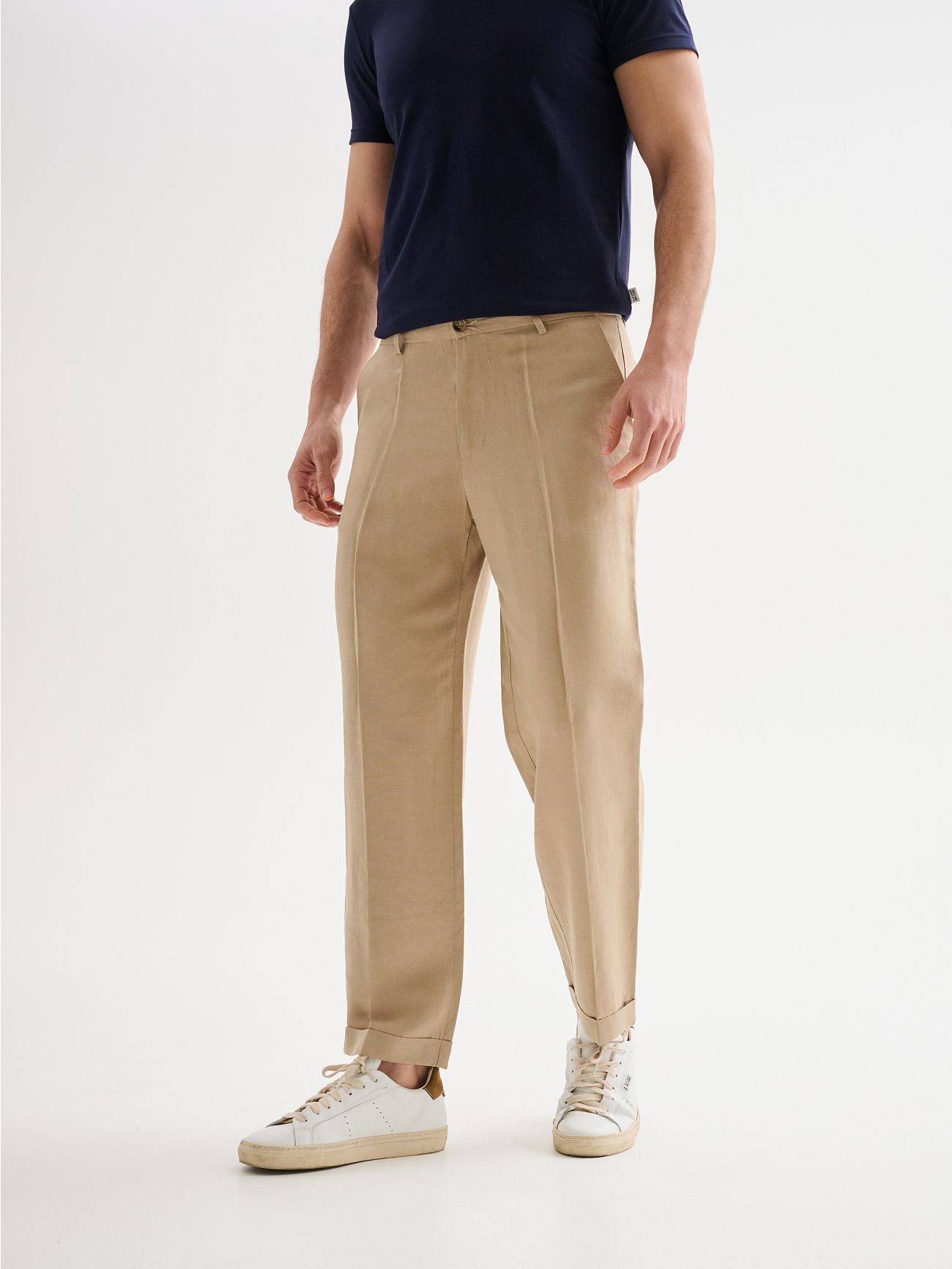 Męskie spodnie loose-fit z lnem QB24 in_i7