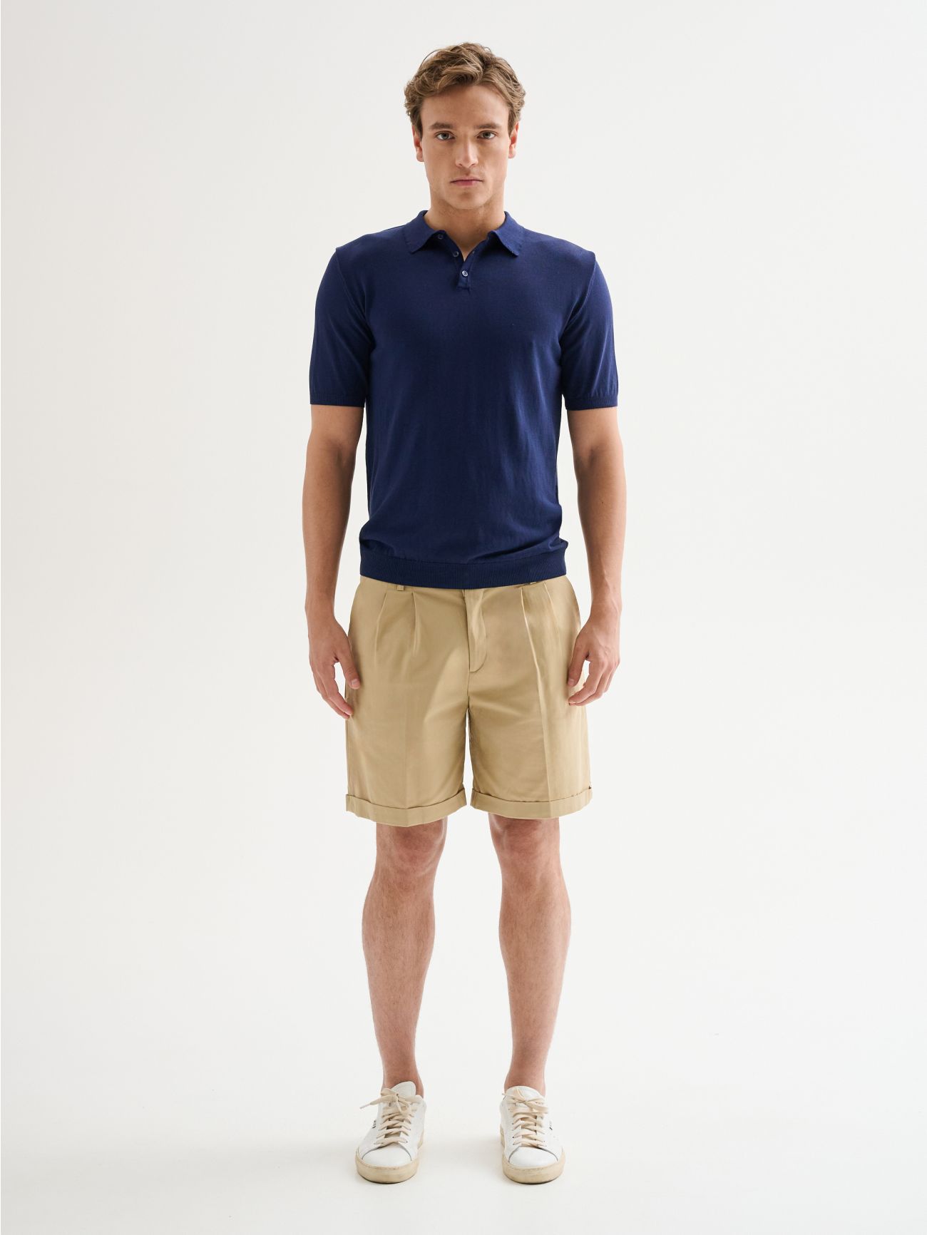 Polo Uomo in Maglia Basic Cotone Crepe Blu QB24 det_1