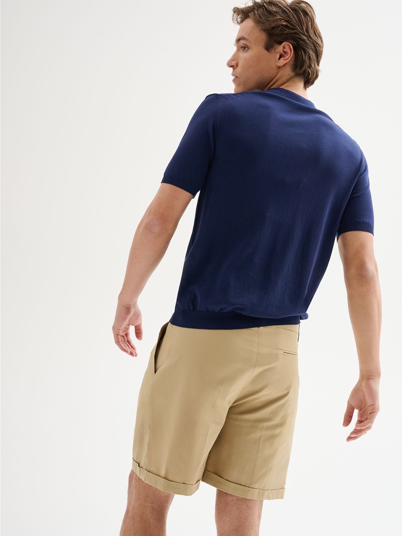 Polo Uomo in Maglia Basic Cotone Crepe Blu QB24 det_3