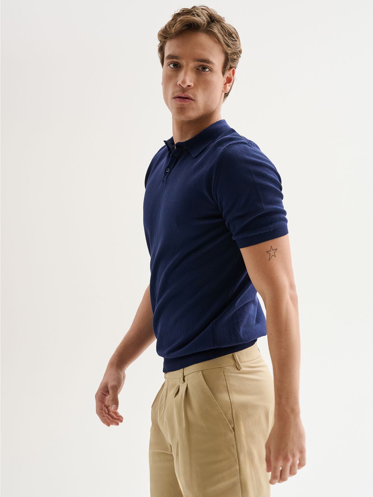 Polo Uomo in Maglia Basic Cotone Crepe Blu QB24 in_i4