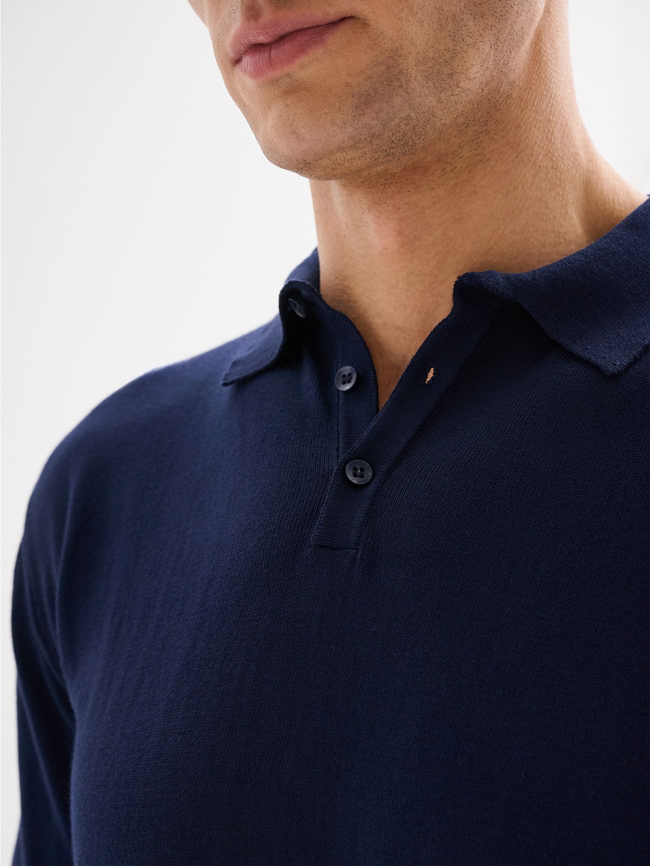 Polo Uomo in Maglia Basic Cotone Crepe Blu QB24 in_i6