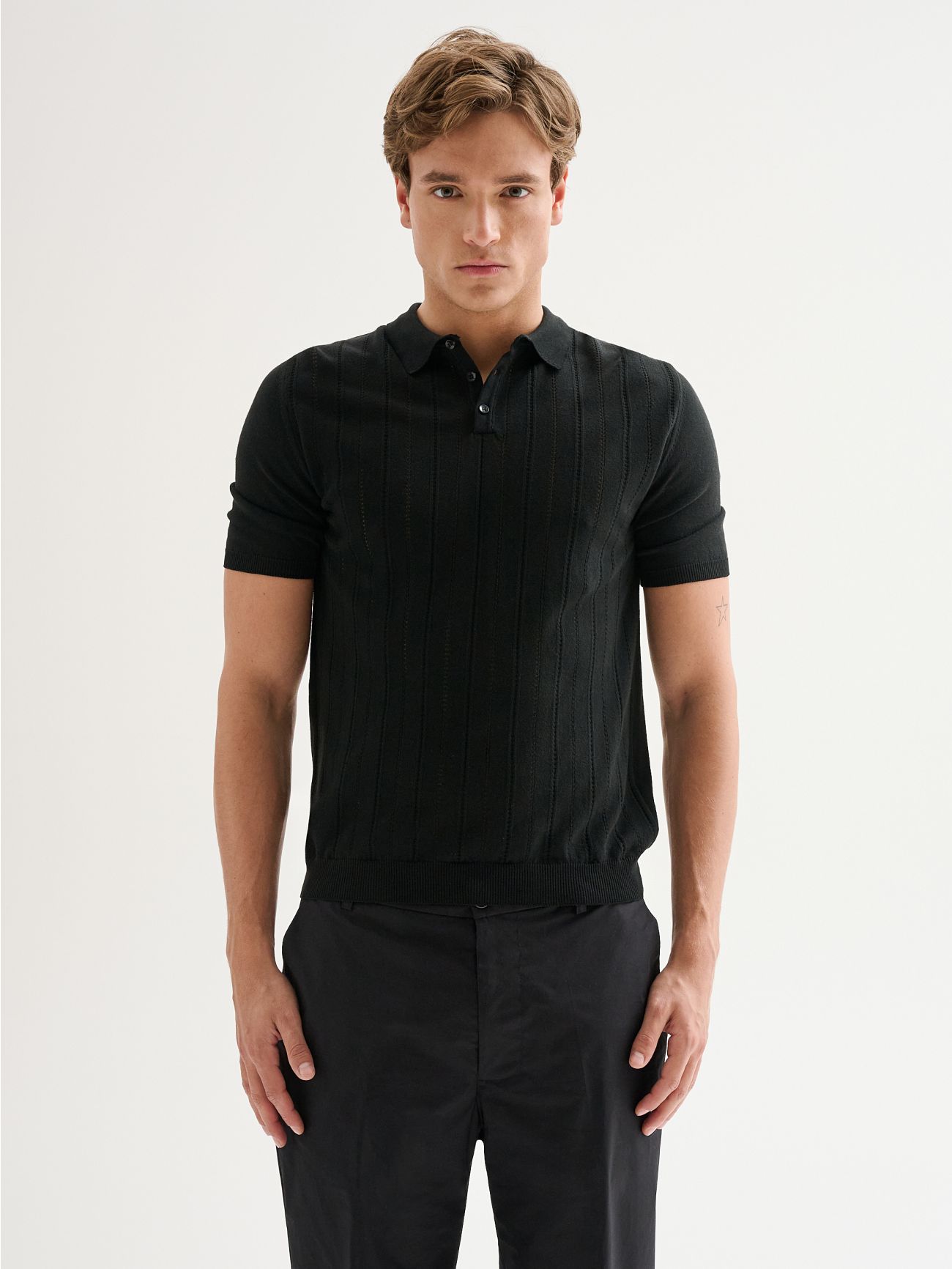 Men’s knitted Polo Shirt with Front Detailing QB24 det_3