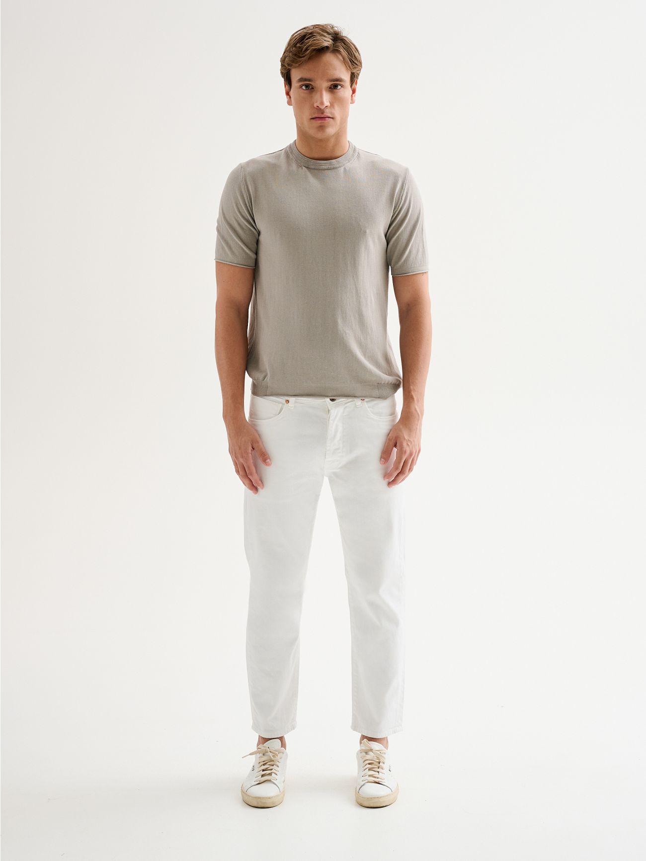 Men's Crewneck Sweater with Collar Detail QB24 det_1
