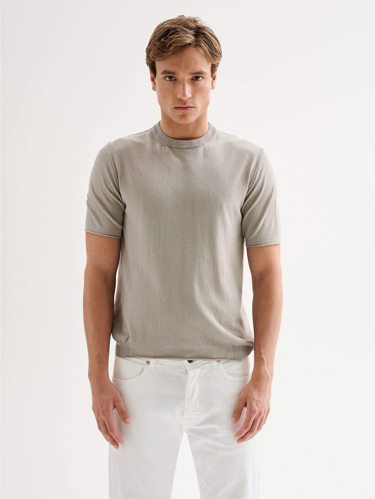 Men's Crewneck Sweater with Collar Detail QB24 det_3