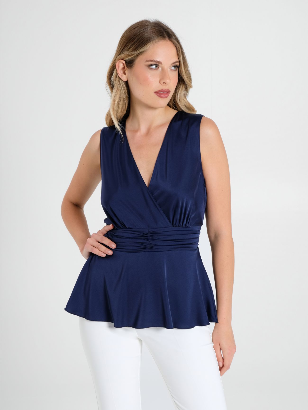 Blue Satin Top Rinascimento