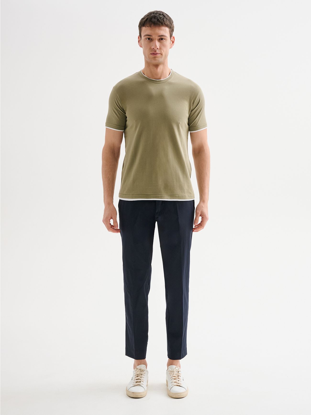 Men’s Sage Green T-Shirt with Contrast Trim QB24 det_1