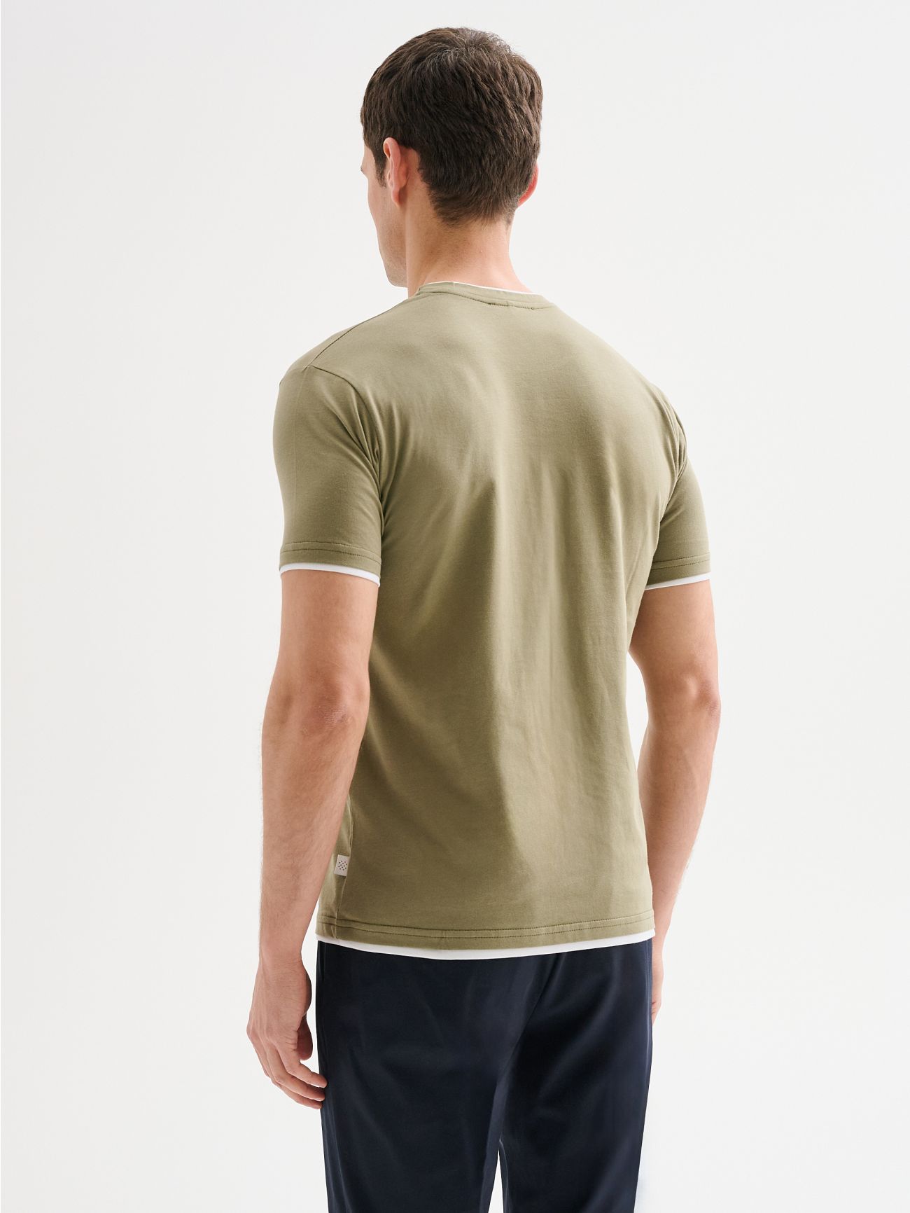 Men’s Sage Green T-Shirt with Contrast Trim QB24 in_i4