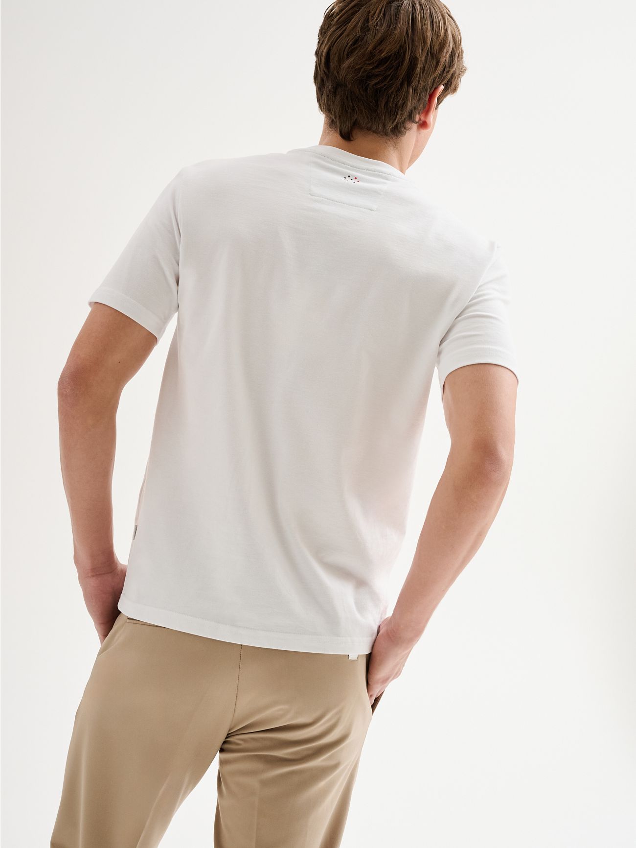 Men’s White Crewneck Pique T-shirt QB24 in_i4