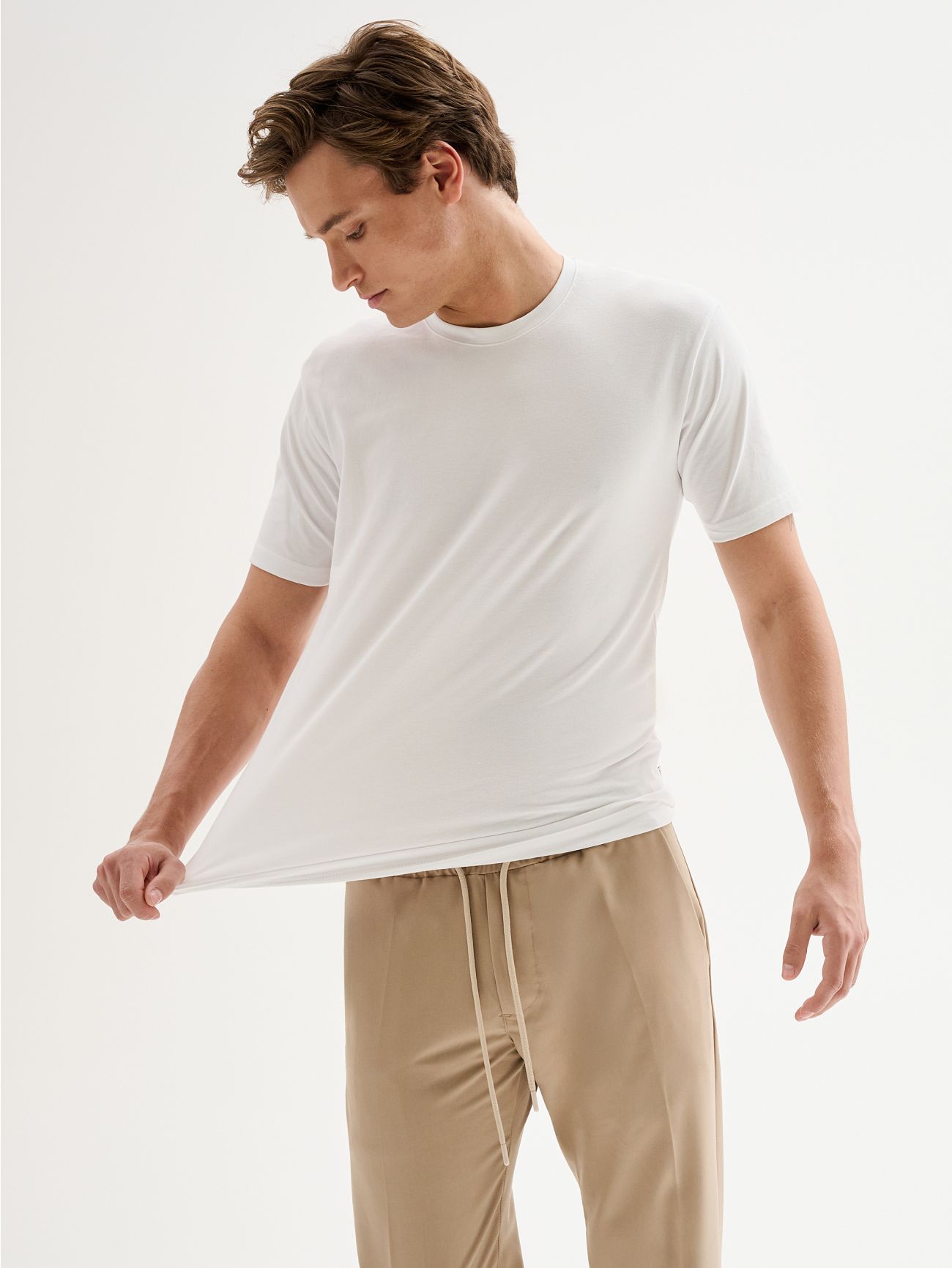 Men’s White Crewneck Pique T-shirt QB24  Rinascimento