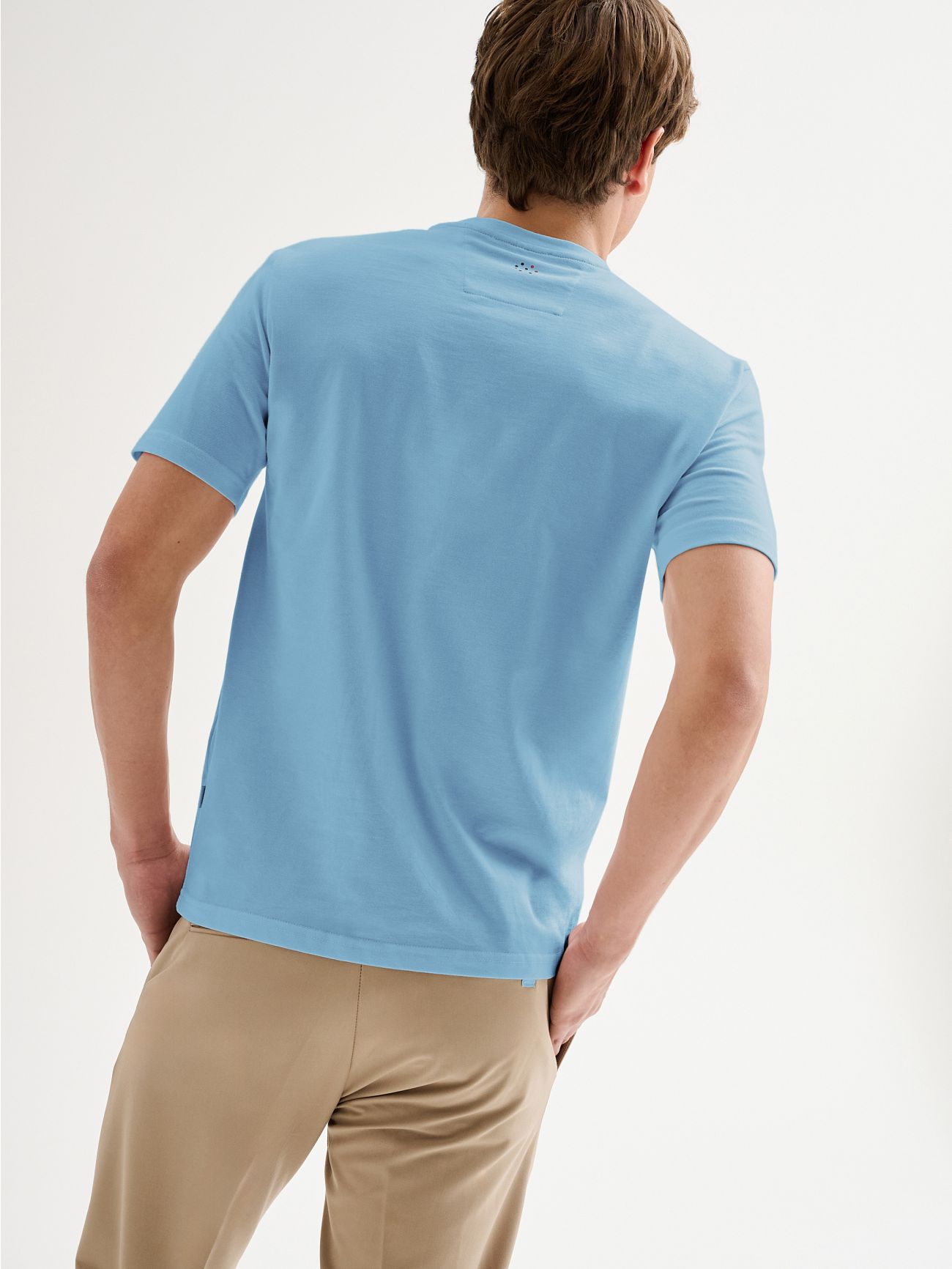 Men’s Light Blue Crewneck Pique T-shirt QB24 in_i4