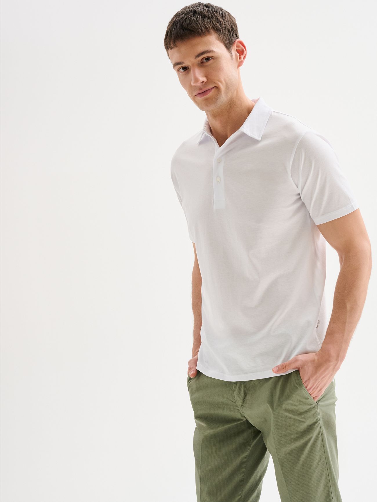 Men's White Polo Shirt in Cotton and Modal QB24  Rinascimento