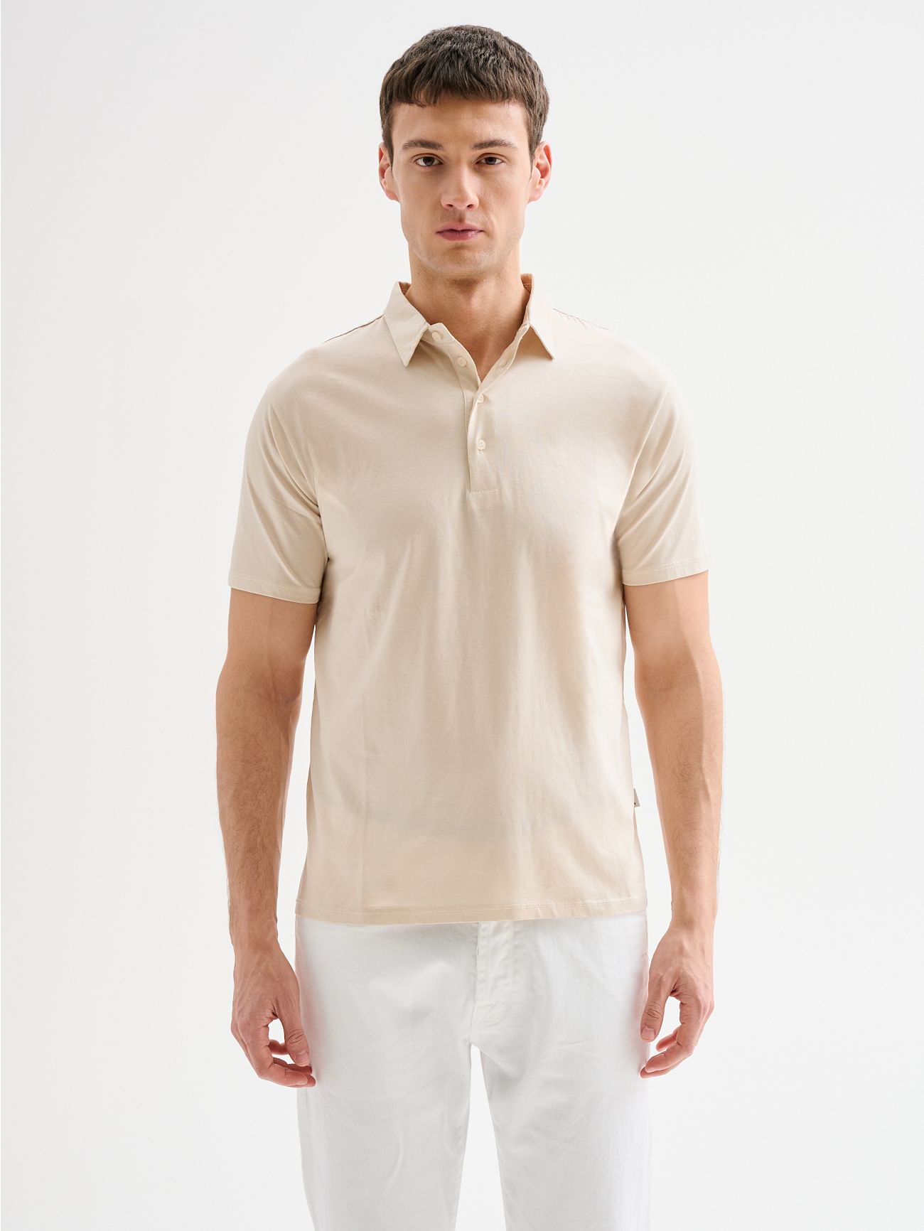 Men's Beige Polo Shirt in Cotton and Modal QB24 det_3