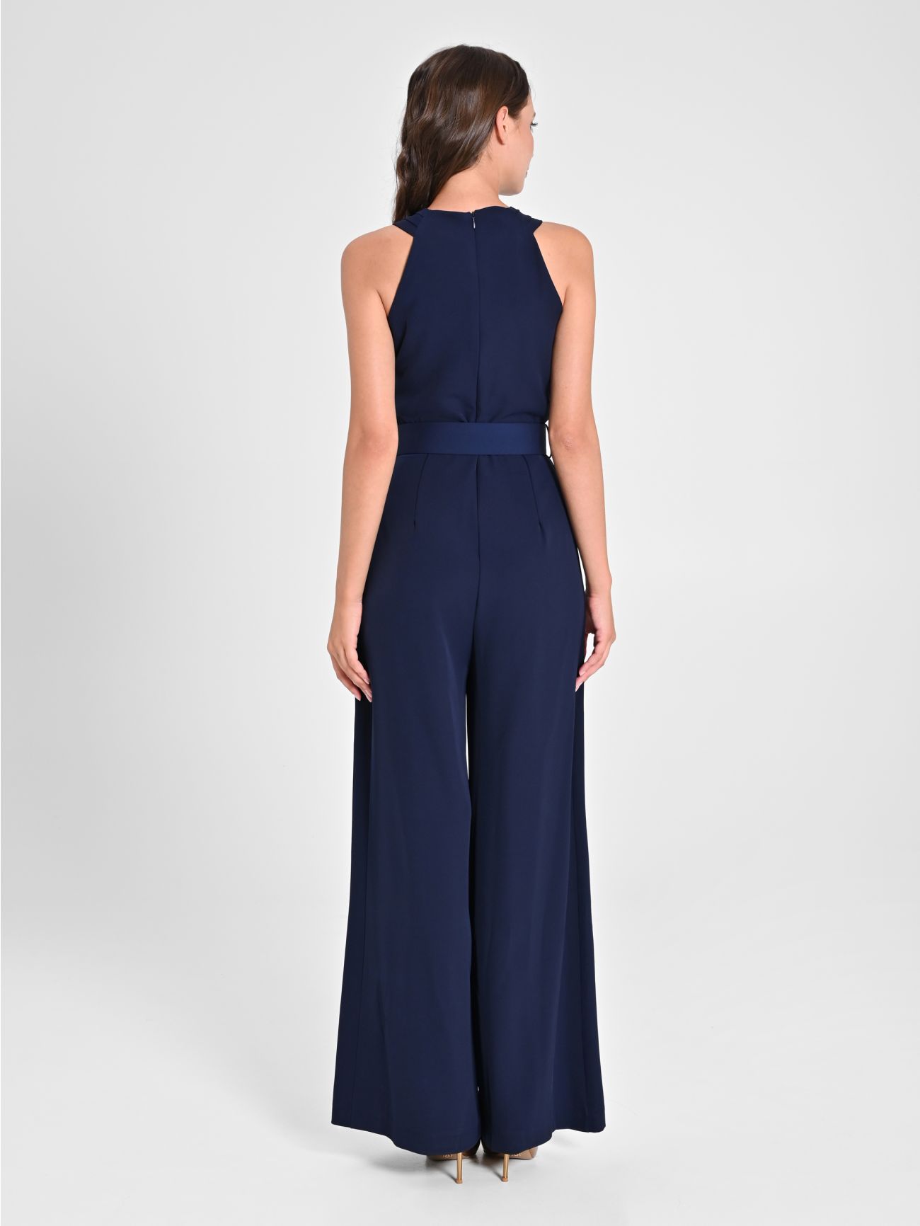 Navy Blue Jumpsuit with Crossover Neckline det_3