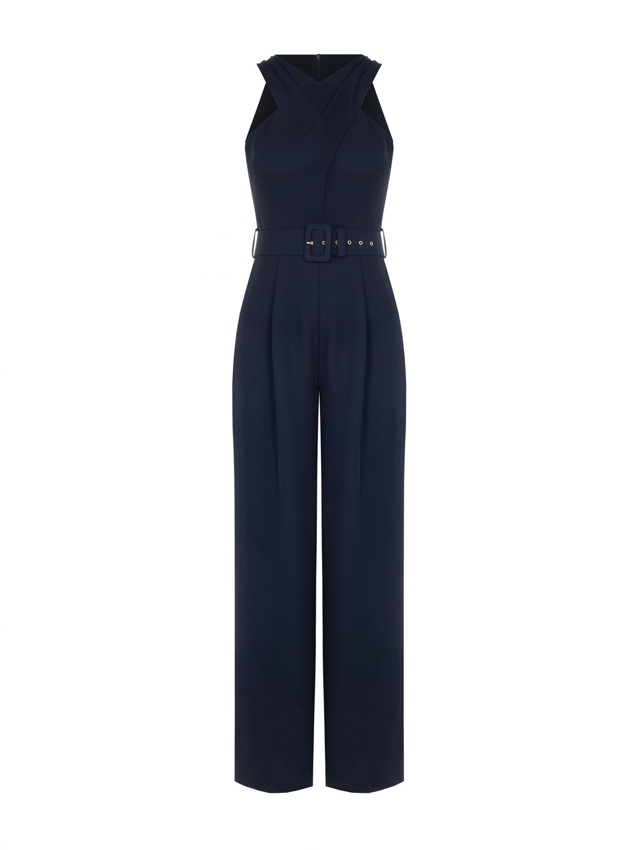Navy Blue Jumpsuit with Crossover Neckline det_4