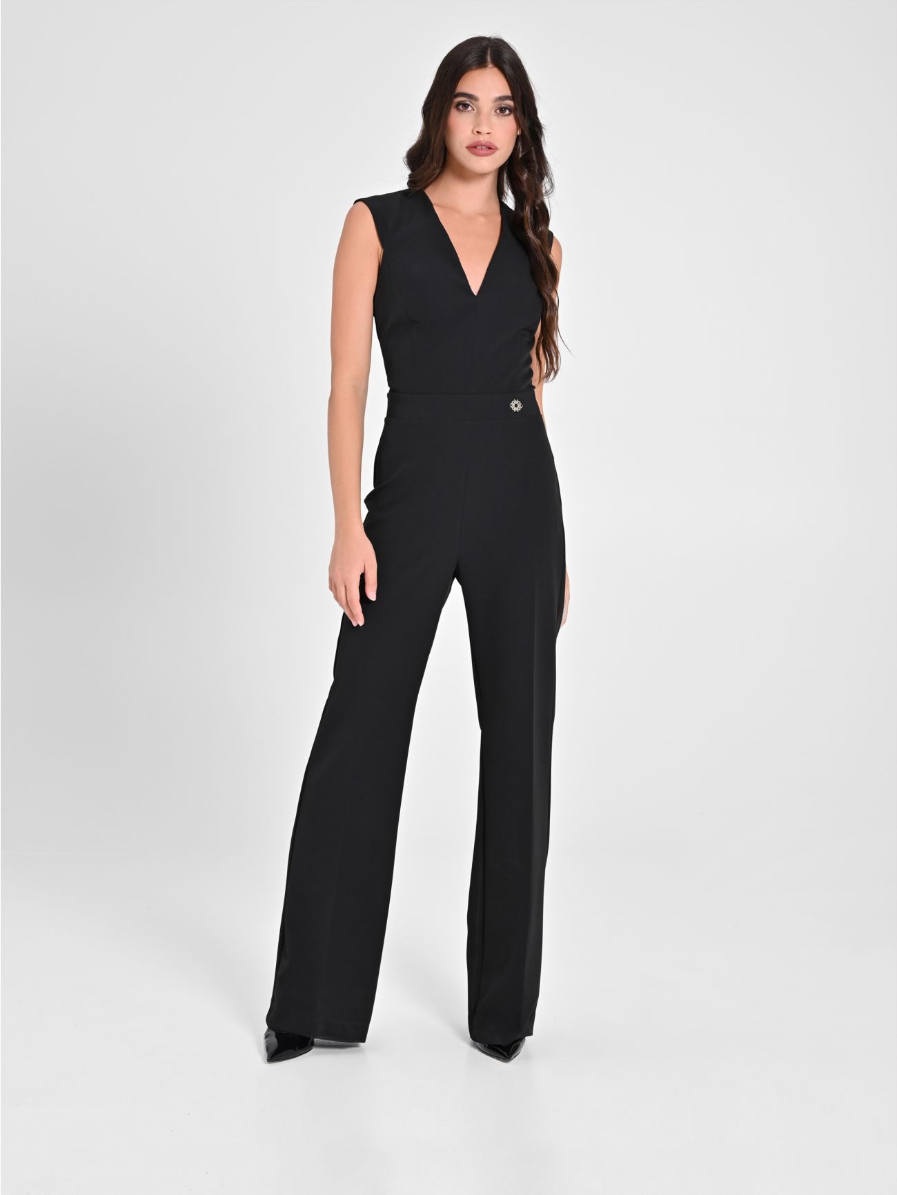 Open Back Black Jumpsuit  Rinascimento