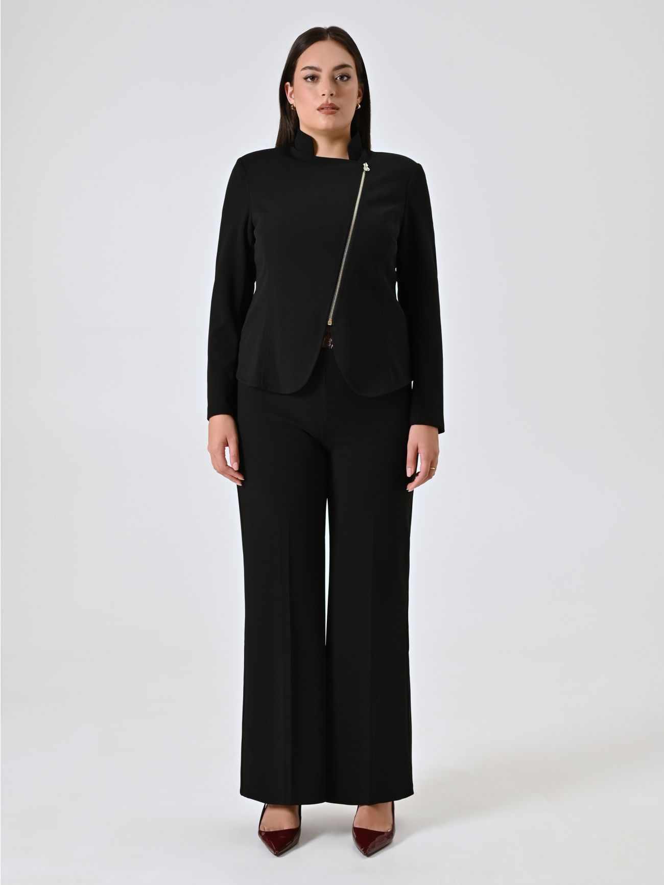 Curvy-Jacke mit Reißverschluss in Schwarz det_1