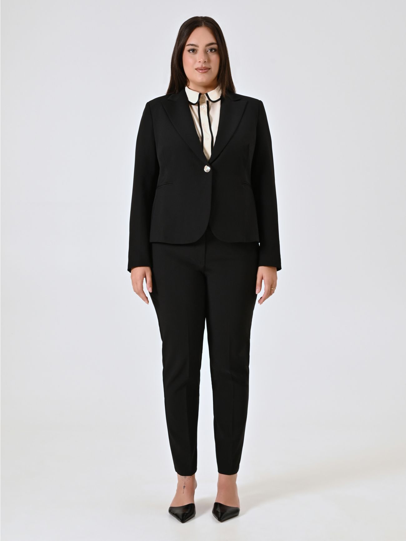 Giacca Curvy Monobottone Nera det_1