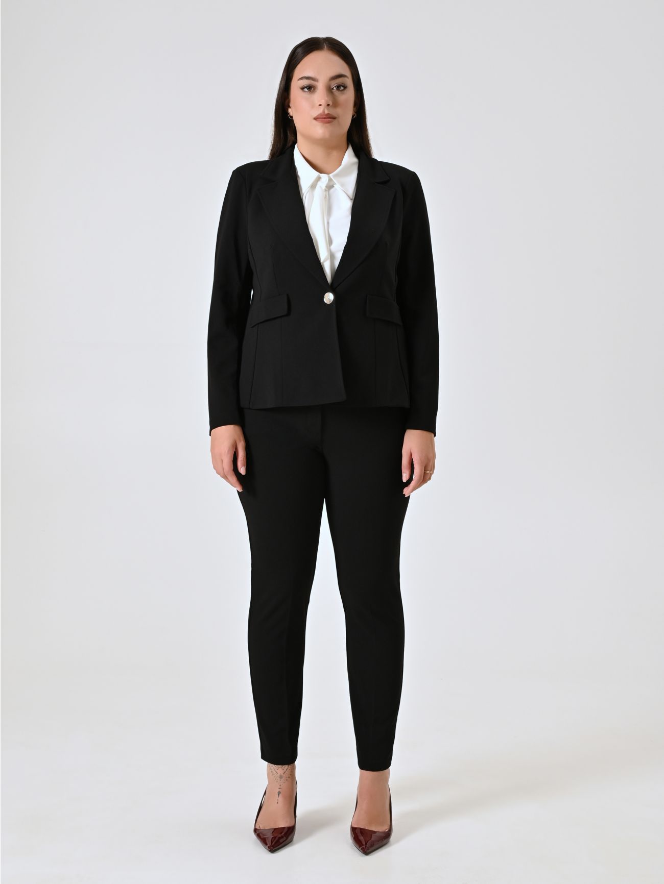 Giacca Curvy Monobottone Nera det_1