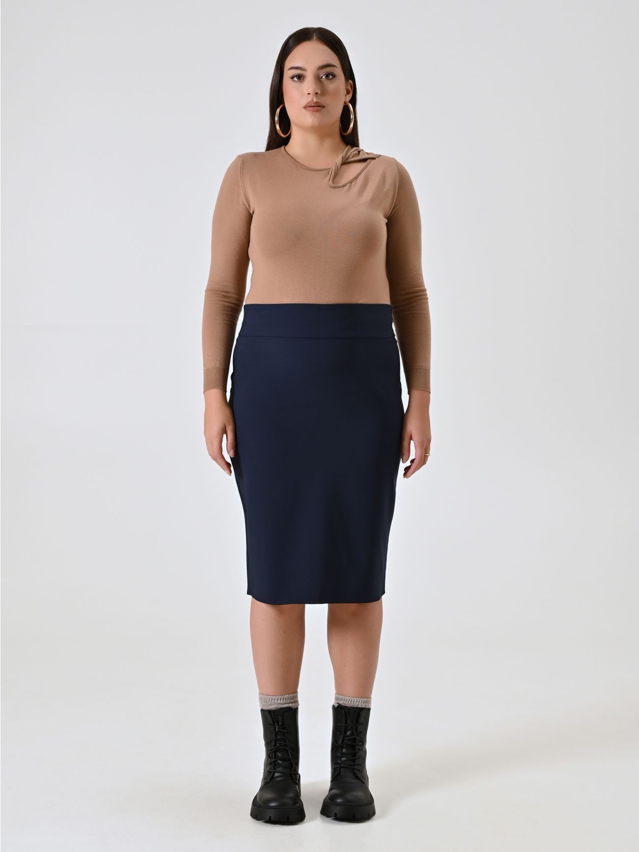 Curvy-Bleistiftrock in Blau det_1