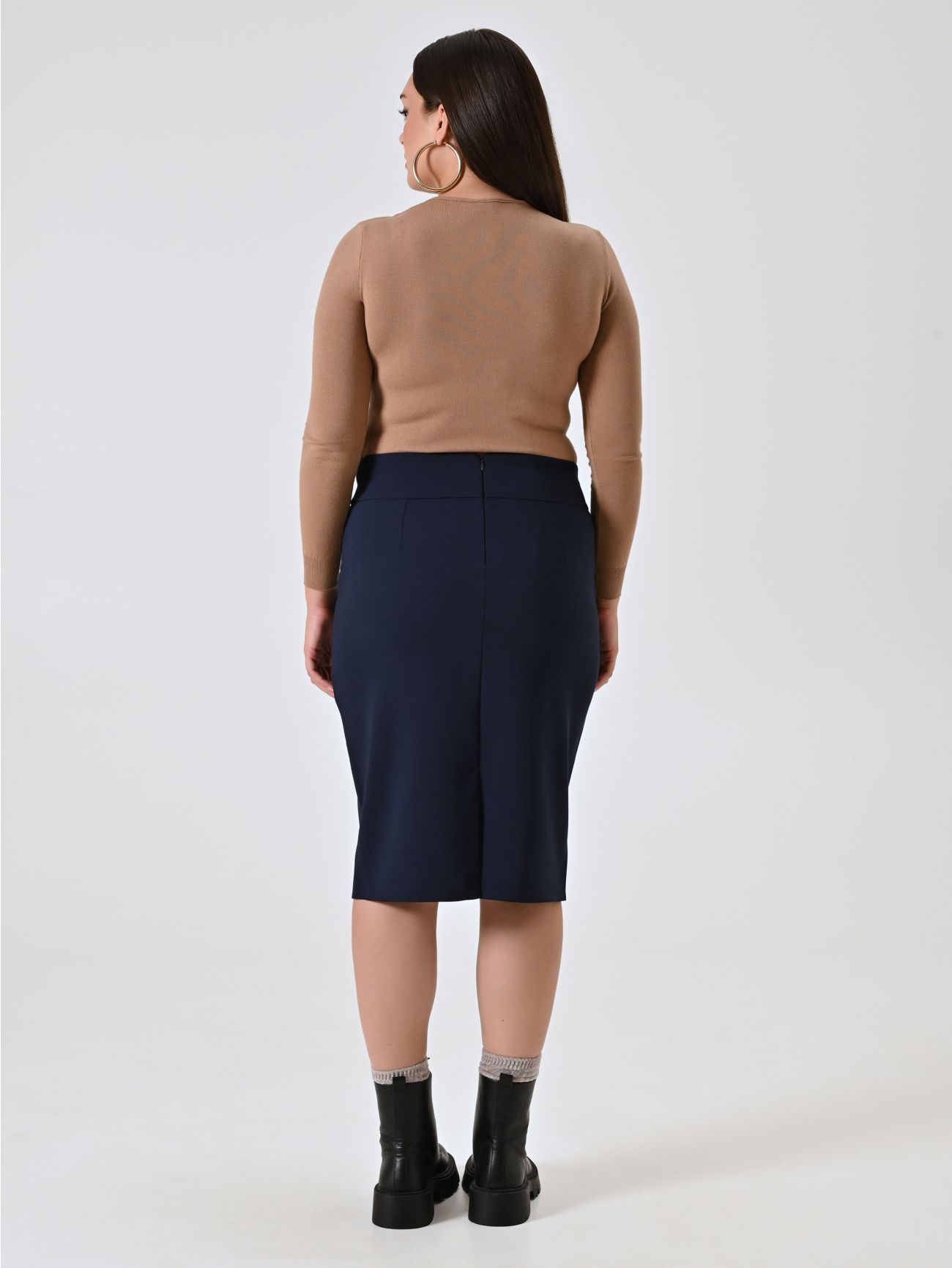 Curvy-Bleistiftrock in Blau det_3
