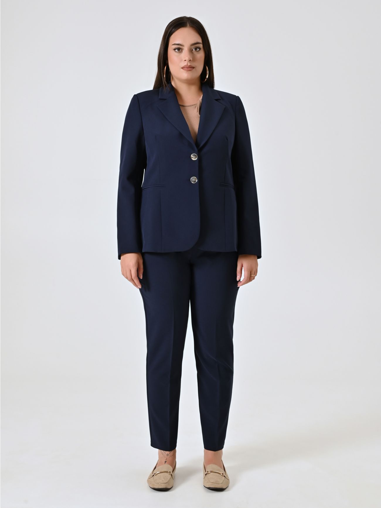 Curvy Blue Two-Button Jacket det_1