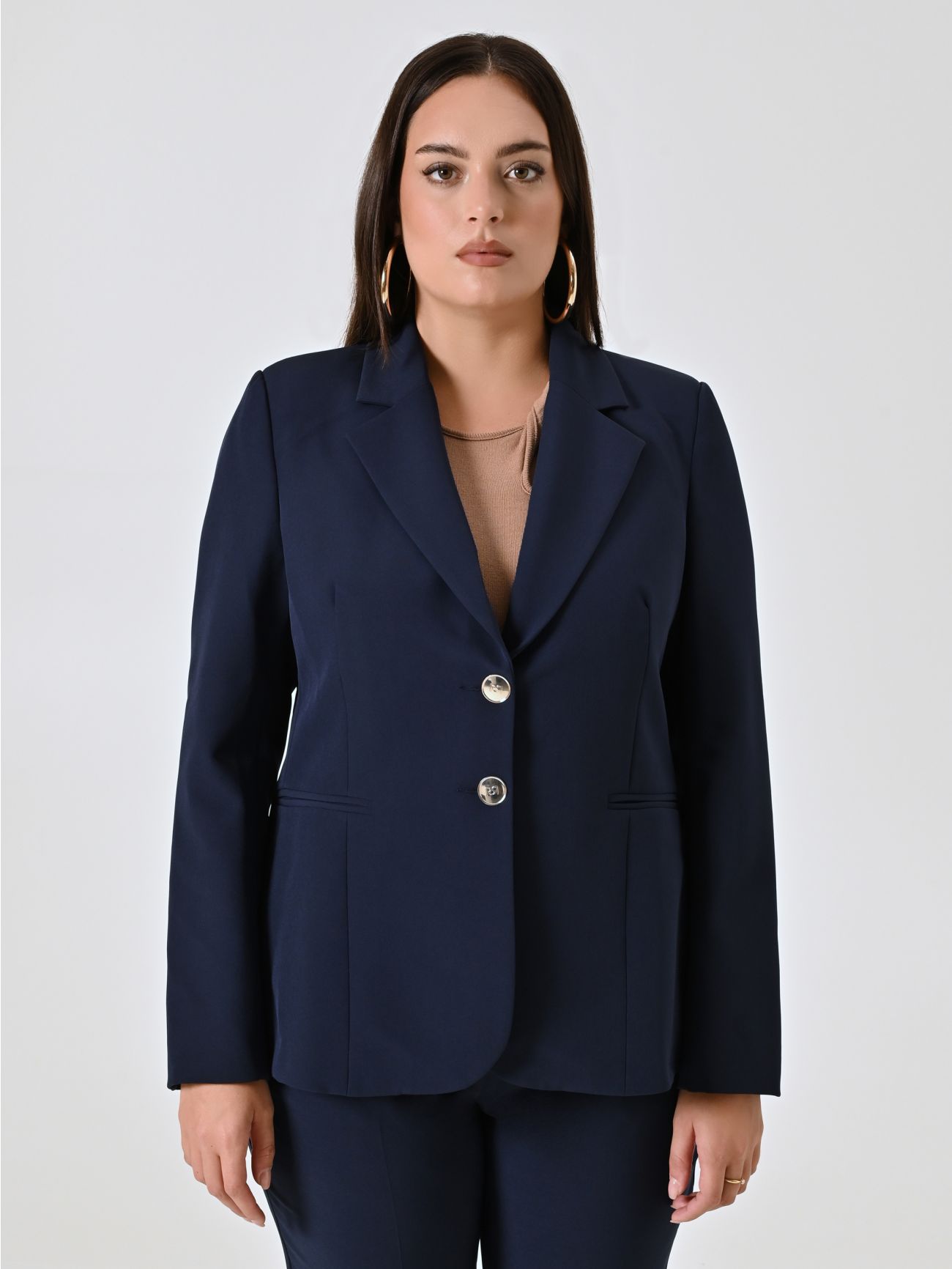Curvy Blue Two-Button Jacket det_2