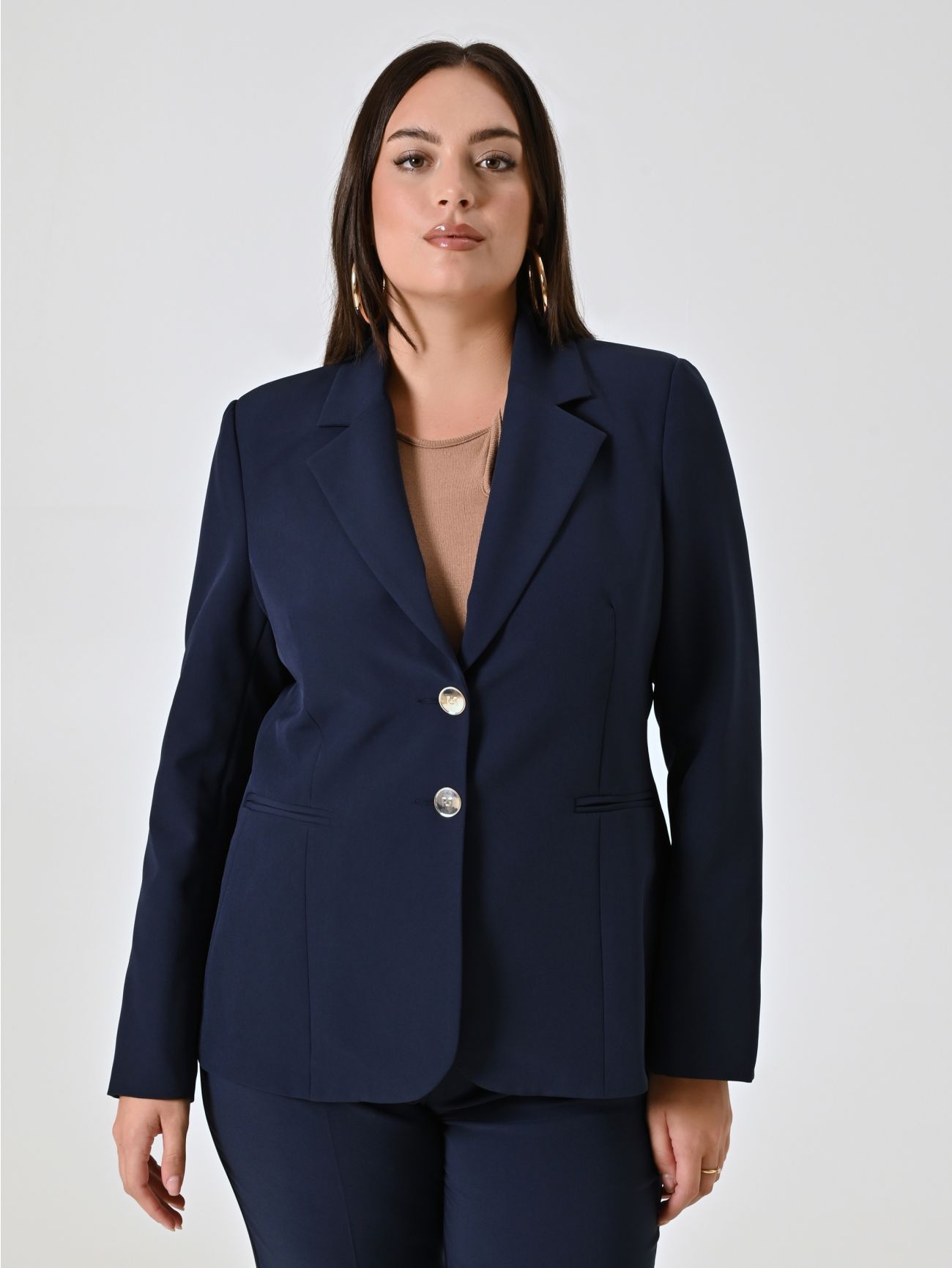 Curvy Blue Two-Button Jacket in_i7