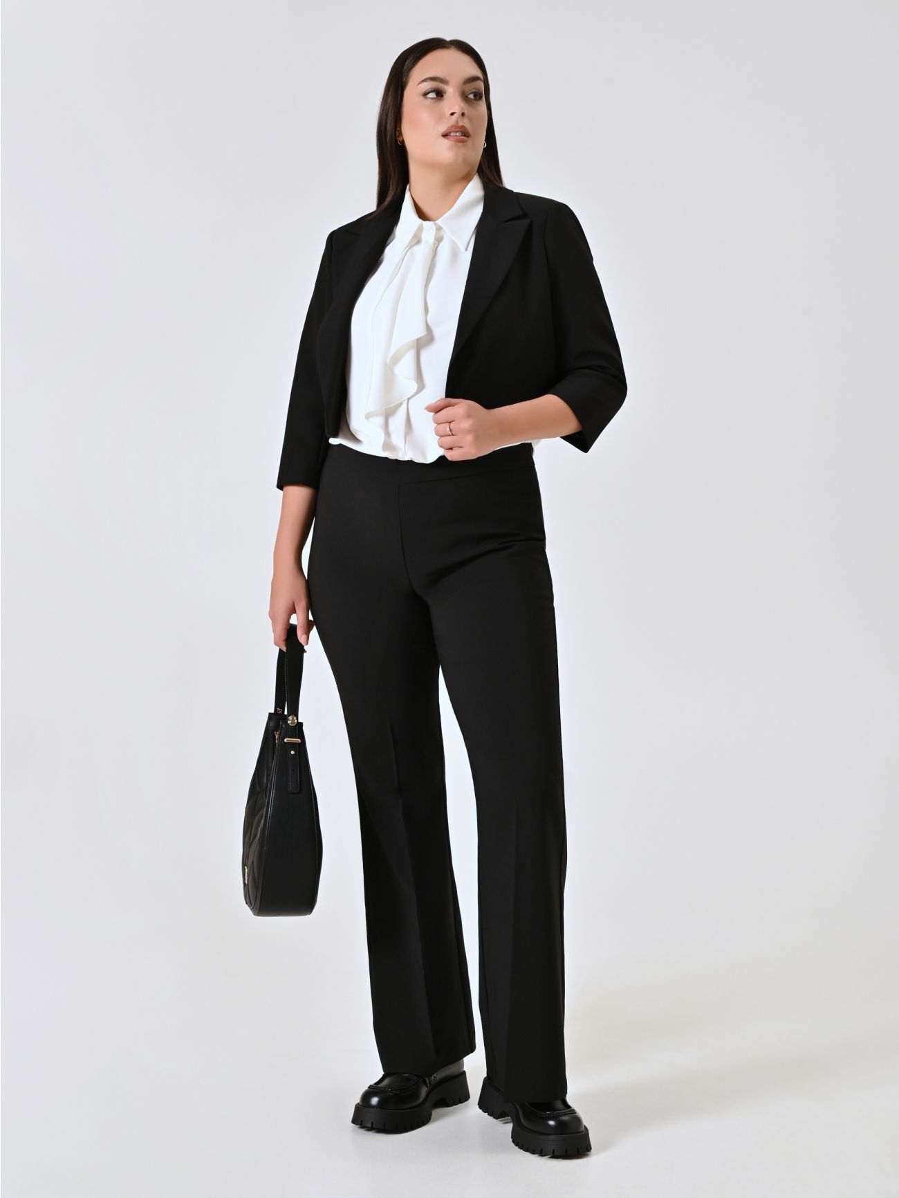 Curvy Black Flared Trousers  Rinascimento