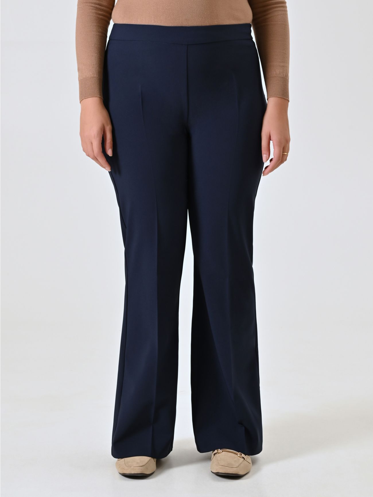 Curvy Blue Flared Trousers det_2