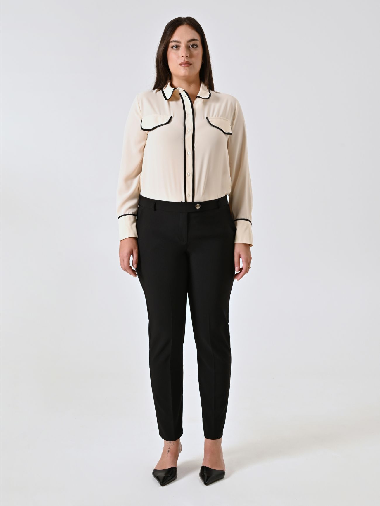 Pantaloni Curvy Straight Neri det_1