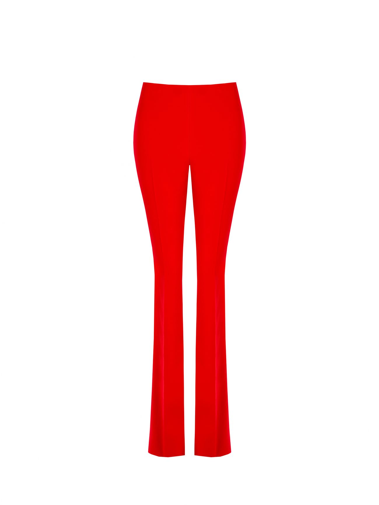 Red Flared Trousers in Technical Fabric det_4