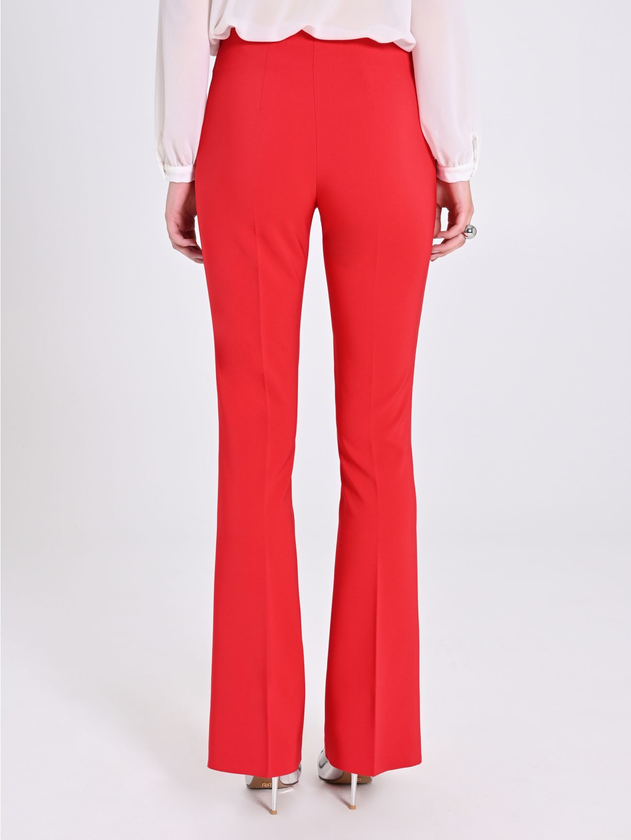 Red Flared Trousers in Technical Fabric in_i4