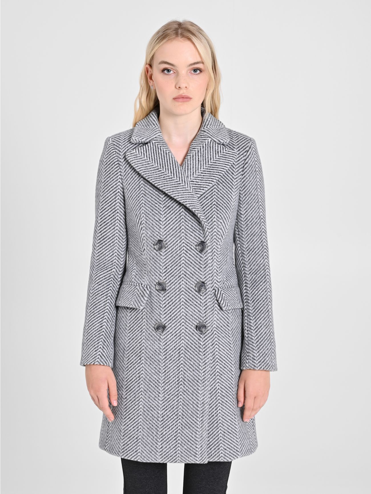 Grey herringbone coat shop