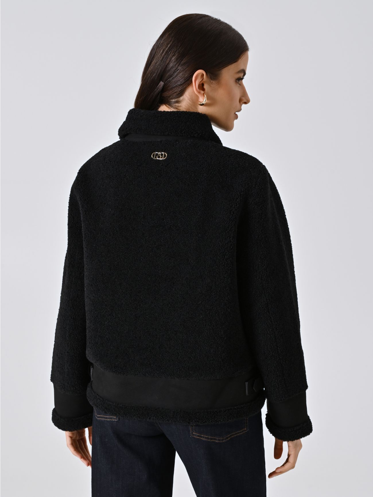 Giacca Bombardier effetto Sherling Nera det_3