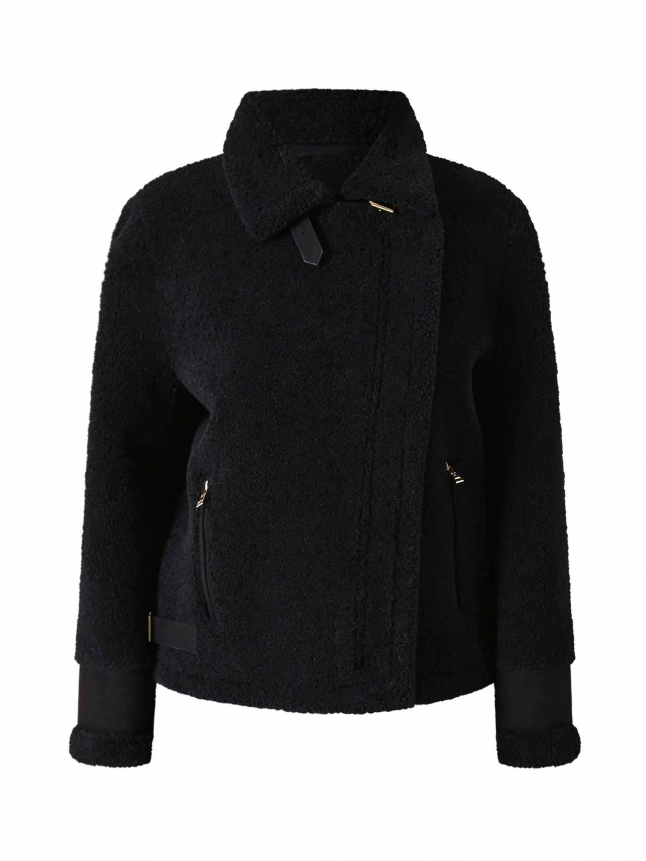 Giacca Bombardier effetto Sherling Nera det_4